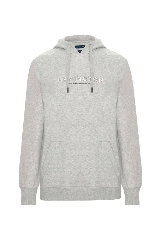 Hemington - Hemington Logolu Kapüşonlu Açık Gri Hoody (7)