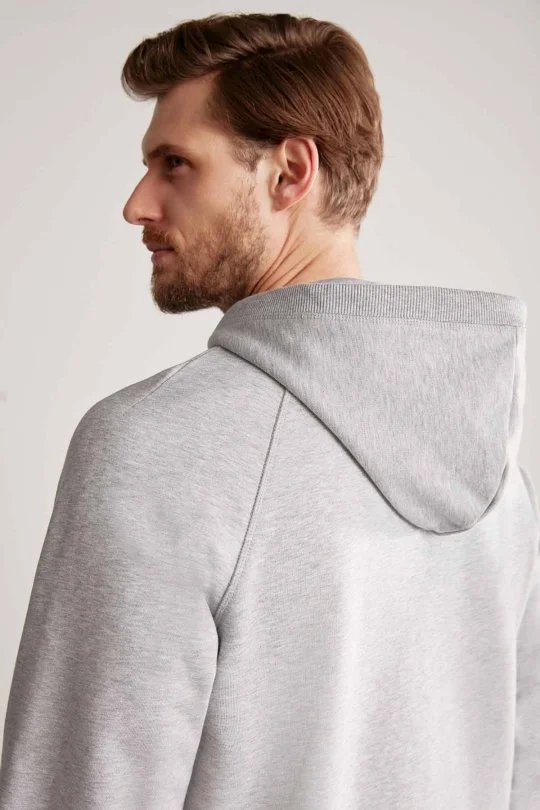 Hemington - Hemington Logolu Kapüşonlu Açık Gri Hoody (2)