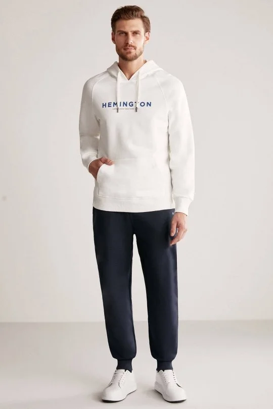 Hemington - Hemington Logolu Kapüşonlu Beyaz Hoody (1)