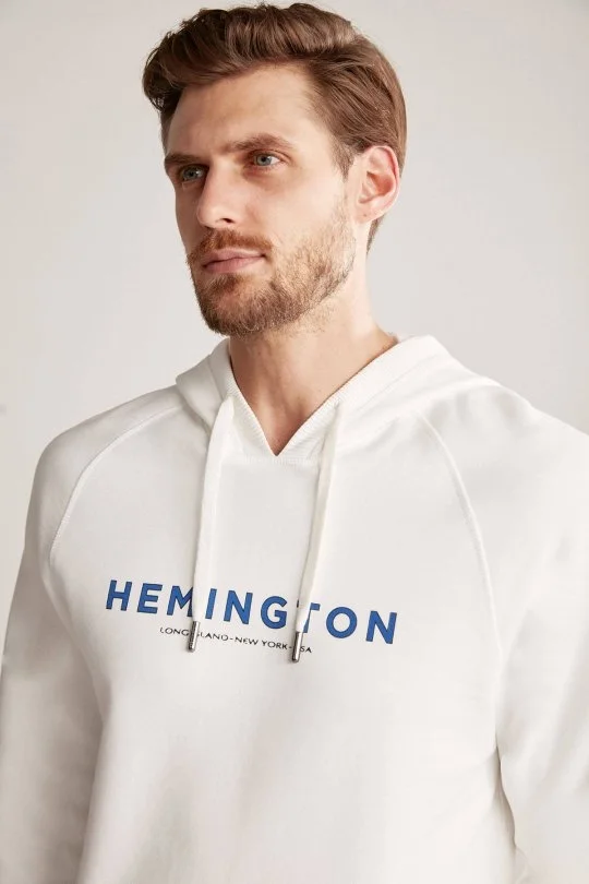 Hemington - Hemington Logolu Kapüşonlu Beyaz Hoody (3)