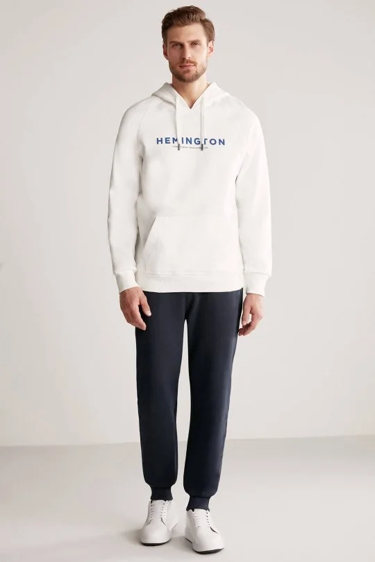 Hemington - Hemington Logolu Kapüşonlu Beyaz Hoody (4)