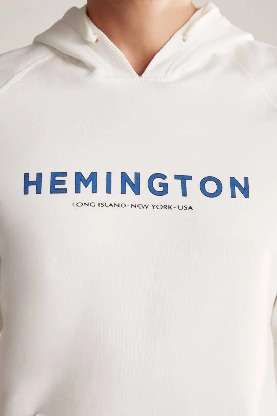 Hemington - Hemington Logolu Kapüşonlu Beyaz Hoody (6)