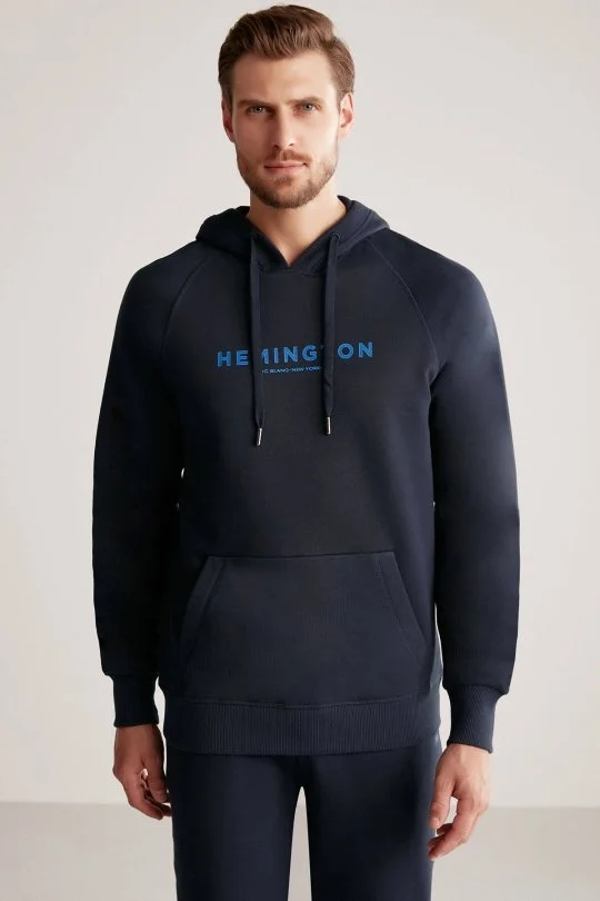 Hemington - Hemington Logolu Kapüşonlu Lacivert Hoody (3)