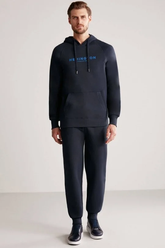 Hemington - Hemington Logolu Kapüşonlu Lacivert Hoody (4)