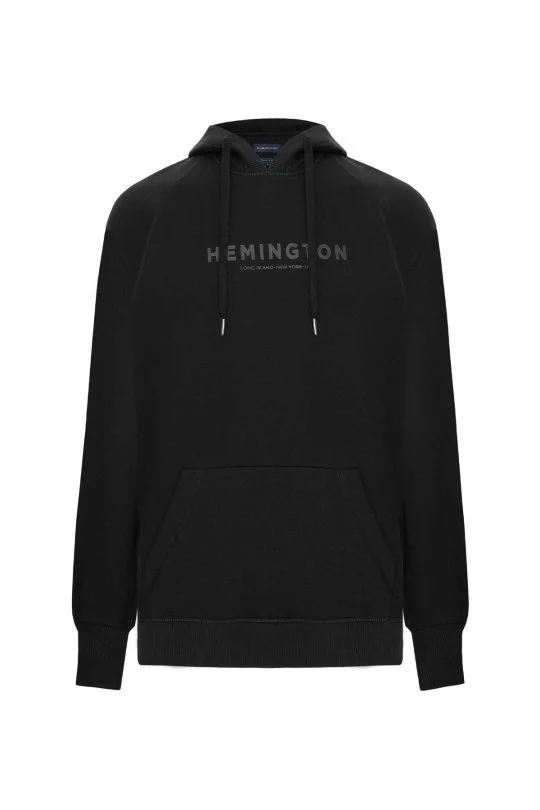 Hemington - Hemington Logolu Kapüşonlu Siyah Hoody (7)