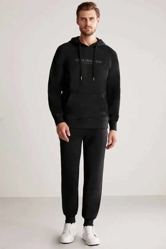 Hemington - Hemington Logolu Kapüşonlu Siyah Hoody (1)