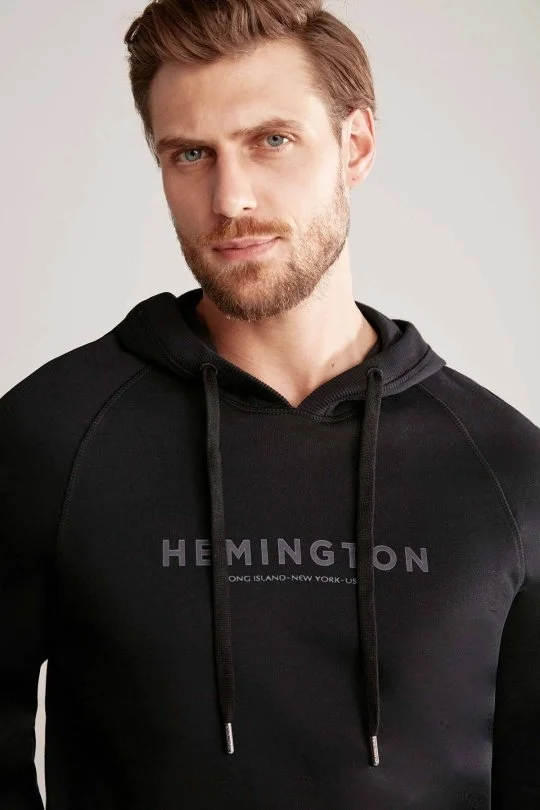 Hemington - Hemington Logolu Kapüşonlu Siyah Hoody (3)
