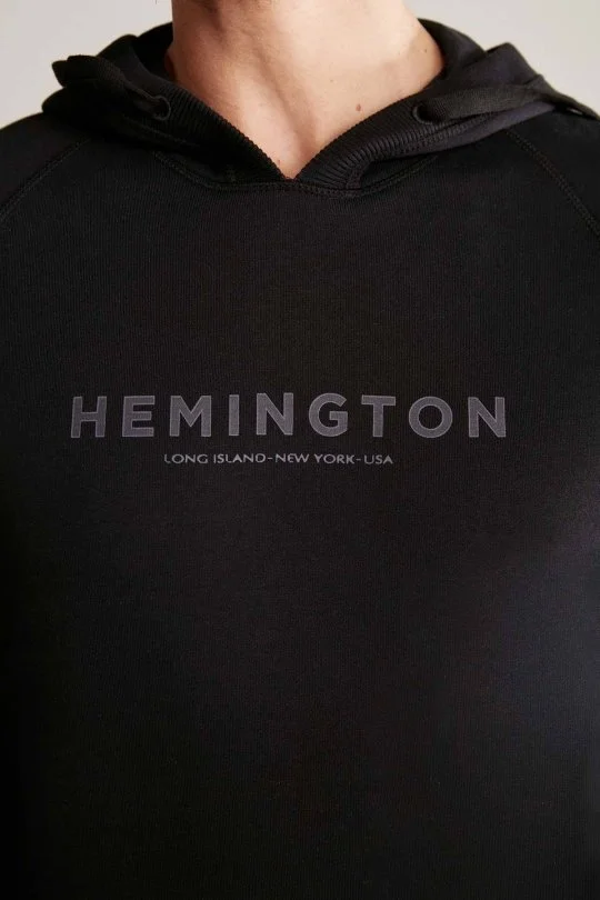 Hemington - Hemington Logolu Kapüşonlu Siyah Hoody (6)