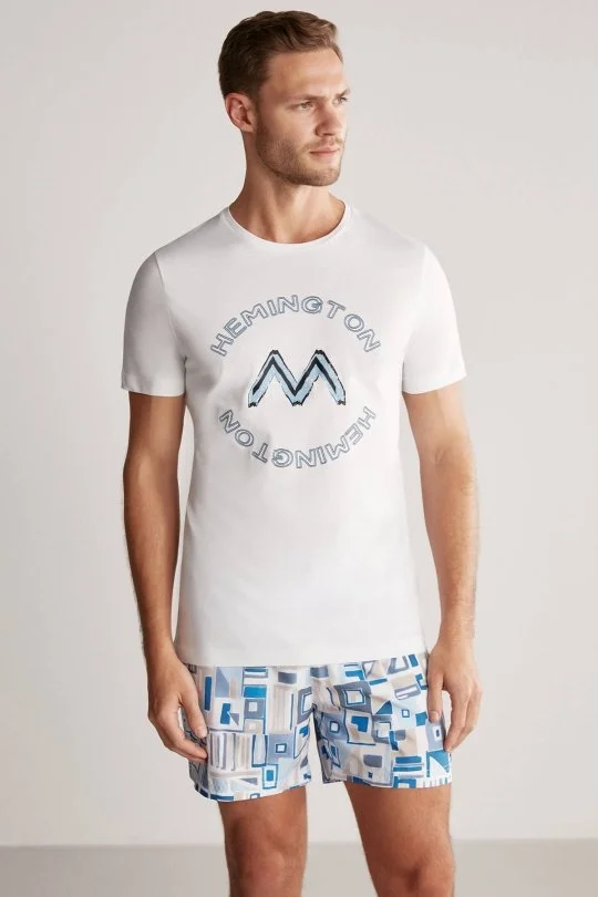 Hemington - Hemington Logolu Pima Pamuk Beyaz T-Shirt (2)