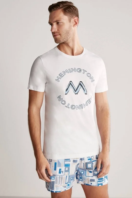 Hemington - Hemington Logolu Pima Pamuk Beyaz T-Shirt (4)