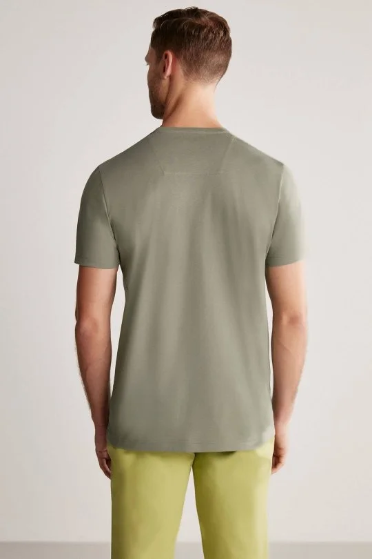 Hemington - Hemington Logolu Pima Pamuk Haki T-Shirt (5)