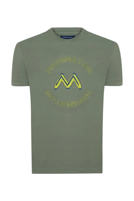 Hemington - Hemington Logolu Pima Pamuk Haki T-Shirt (7)