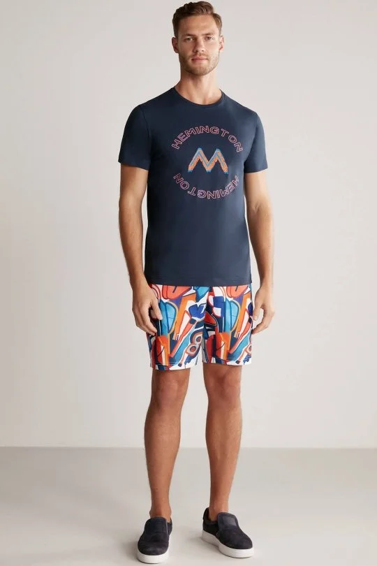 Hemington - Hemington Logolu Pima Pamuk Lacivert T-Shirt (1)