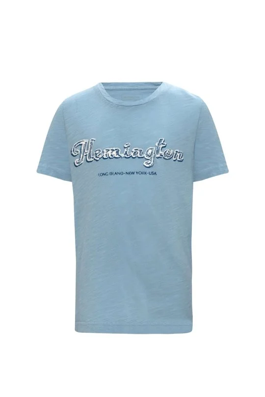 Hemington - Hemington Nakış Logolu Bisiklet Yaka Mavi Pamuk Çocuk T-Shirt (6)