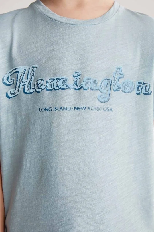 Hemington - Hemington Nakış Logolu Bisiklet Yaka Mavi Pamuk Çocuk T-Shirt (5)