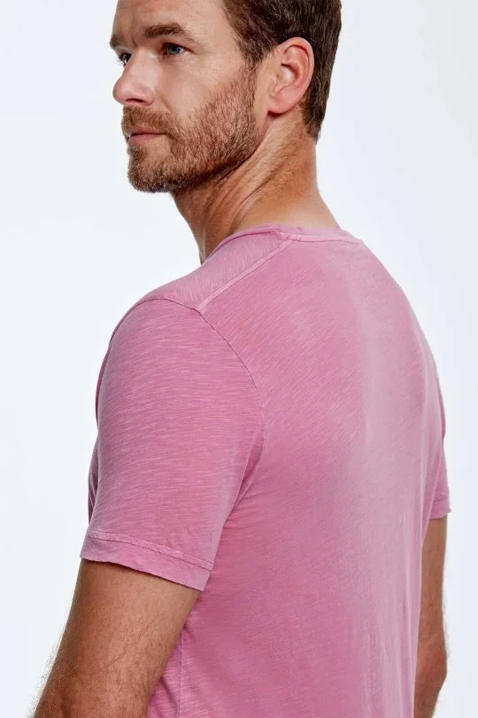 Hemington - Hemington Nakış Logolu Bisiklet Yaka Pembe Pamuk T-Shirt (2)