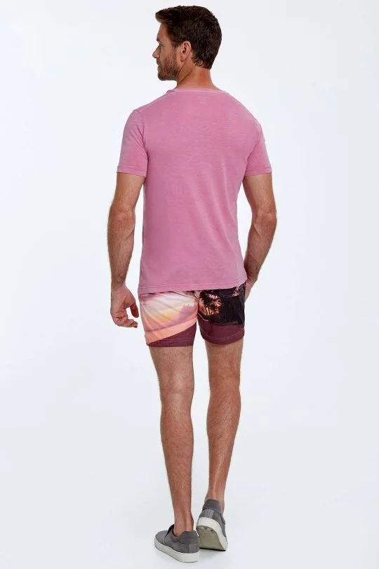 Hemington - Hemington Nakış Logolu Bisiklet Yaka Pembe Pamuk T-Shirt (5)