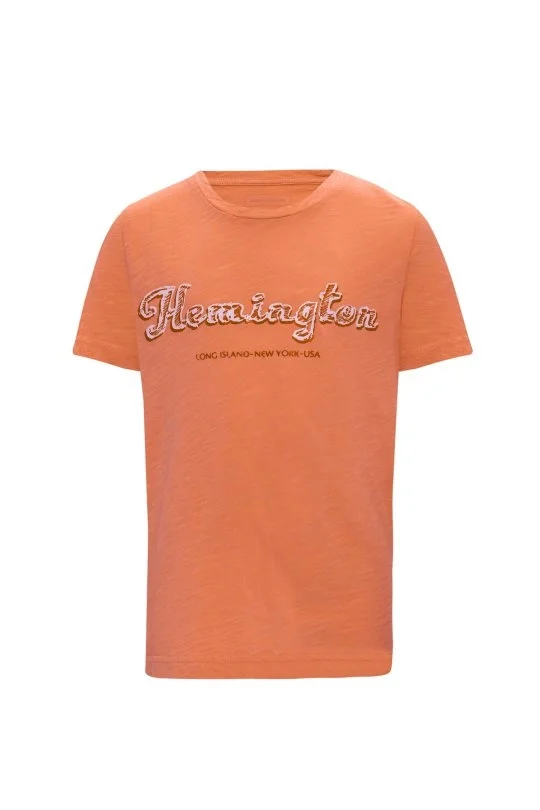 Hemington - Hemington Nakış Logolu Bisiklet Yaka Turuncu Pamuk Çocuk T-Shirt (6)