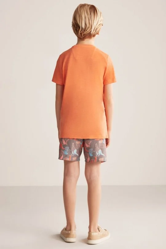 Hemington - Hemington Nakış Logolu Bisiklet Yaka Turuncu Pamuk Çocuk T-Shirt (3)