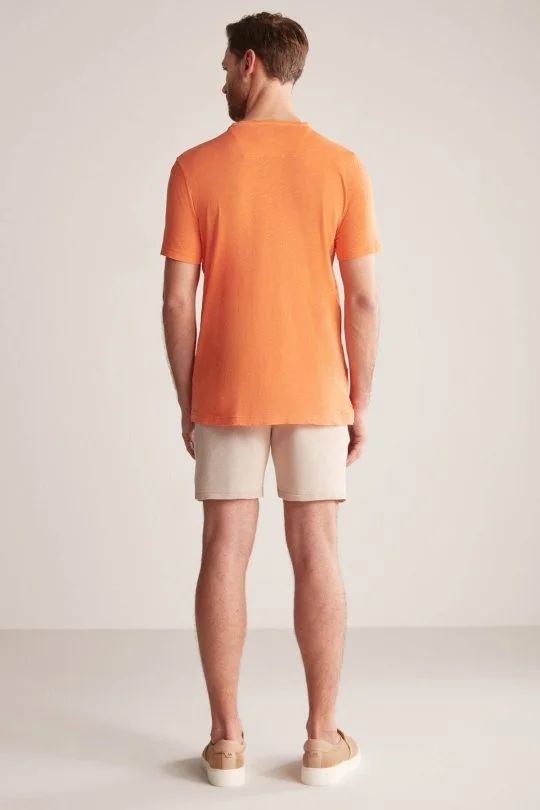Hemington - Hemington Nakış Logolu Bisiklet Yaka Turuncu Pamuk T-Shirt (6)