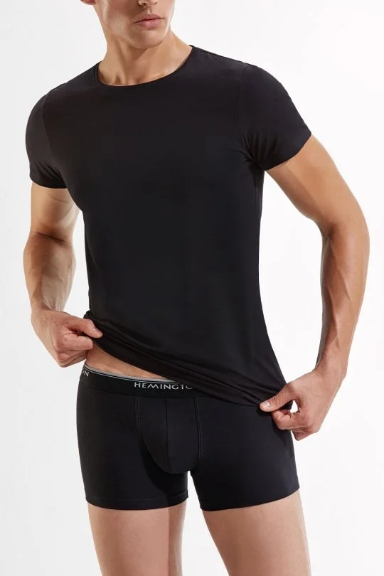 Hemington - İkili Siyah İç Giyim T-Shirt Seti