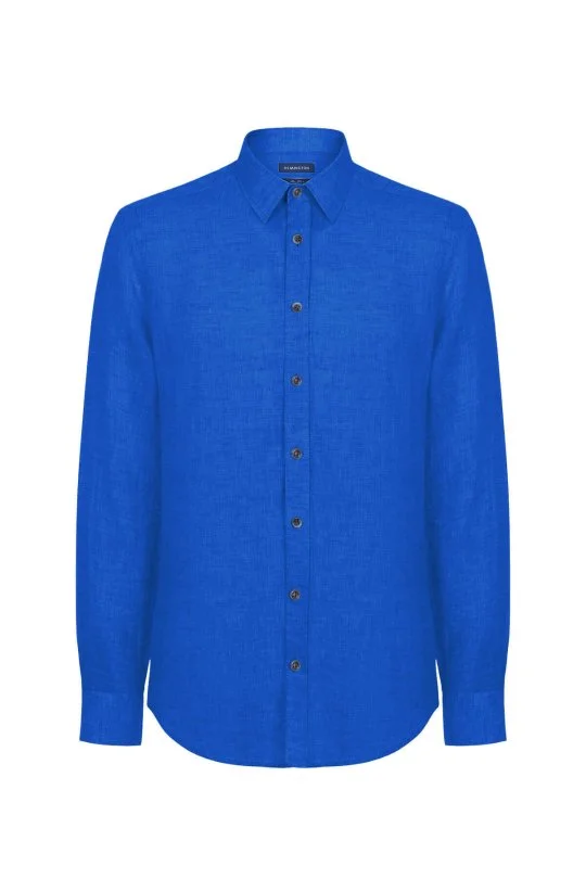 Hemington - İndigo Mavi Saf Keten Spor Gömlek (8)