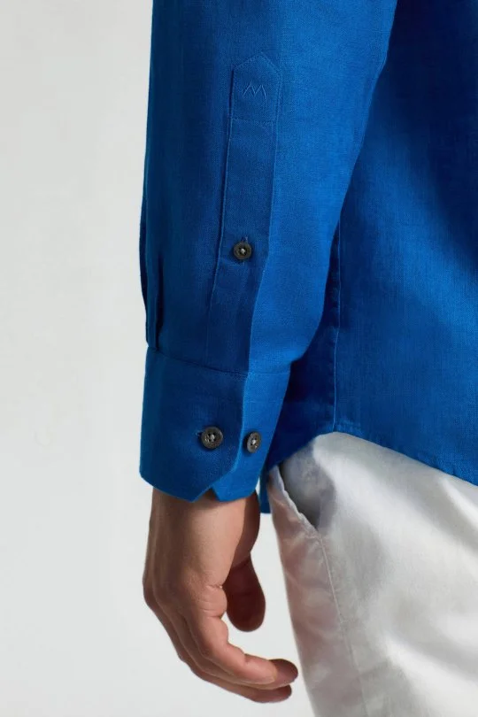 Hemington - İndigo Mavi Saf Keten Spor Gömlek (7)
