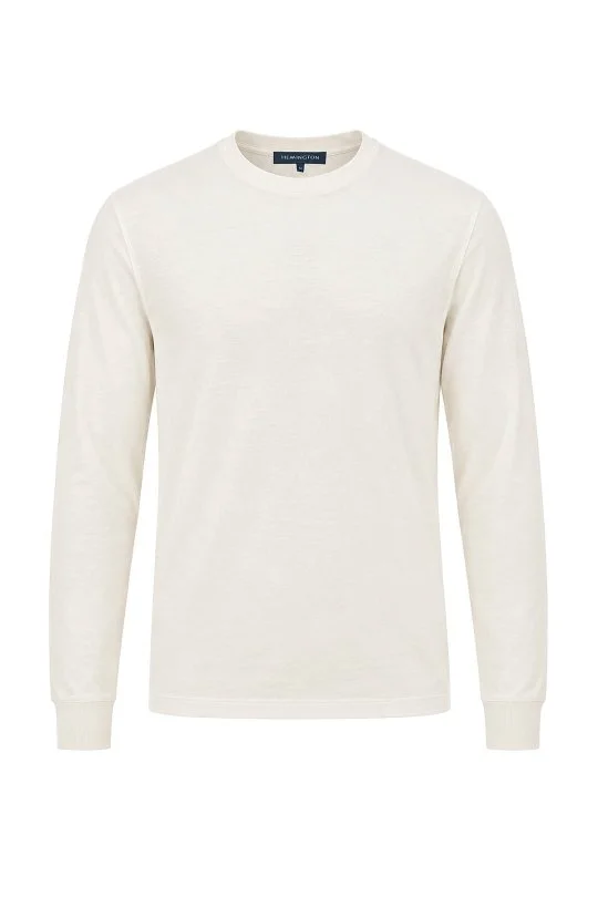 İnterlok Örgü Bisiklet Yaka Beyaz Sweatshirt