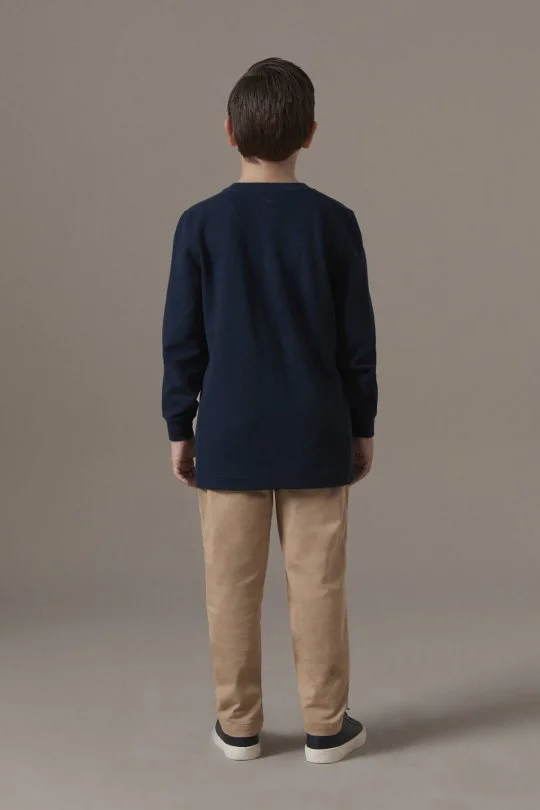 İnterlok Örgü Bisiklet Yaka Lacivert Çocuk Sweatshirt