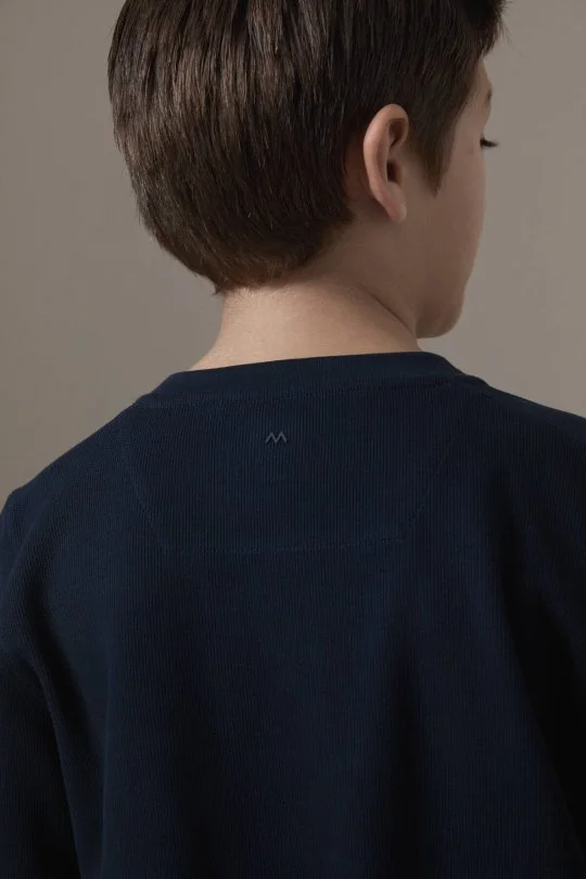 İnterlok Örgü Bisiklet Yaka Lacivert Çocuk Sweatshirt