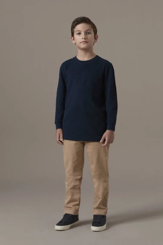 İnterlok Örgü Bisiklet Yaka Lacivert Çocuk Sweatshirt