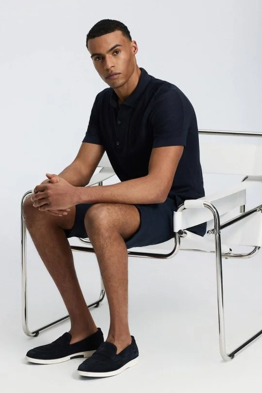 Hemington - İpek Karışım Ajur Örgü Detaylı Lacivert Triko Polo (1)