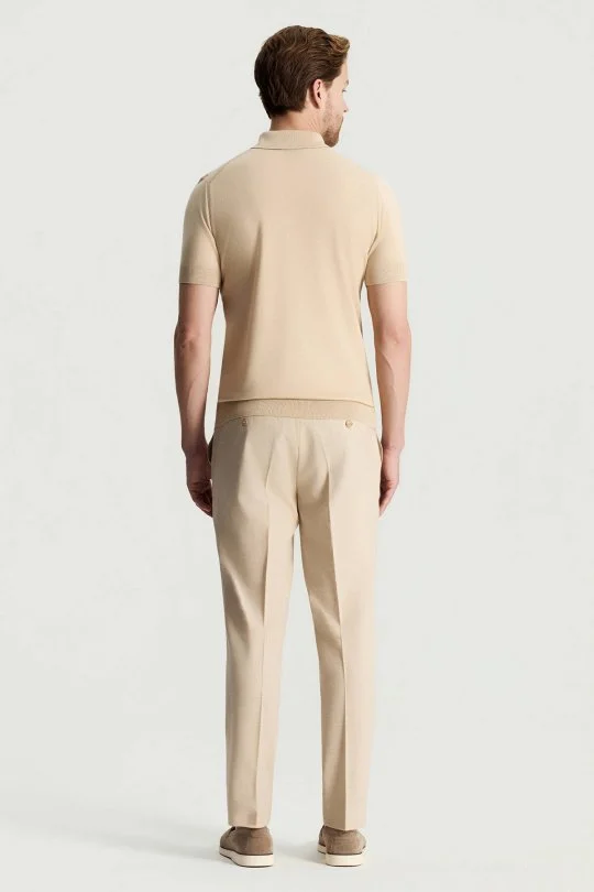 İpek Karışım Bej Triko Polo