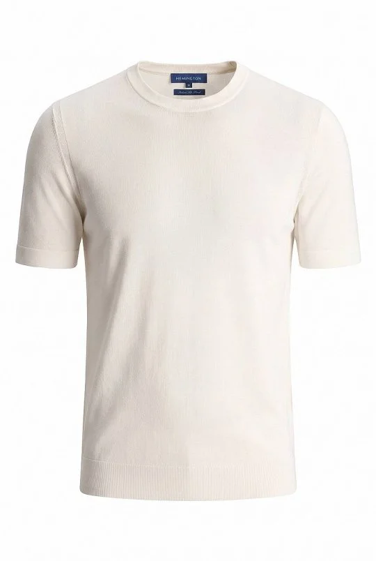 Hemington - İpek Karışımlı Bisiklet Yaka Beyaz Triko T-Shirt (6)