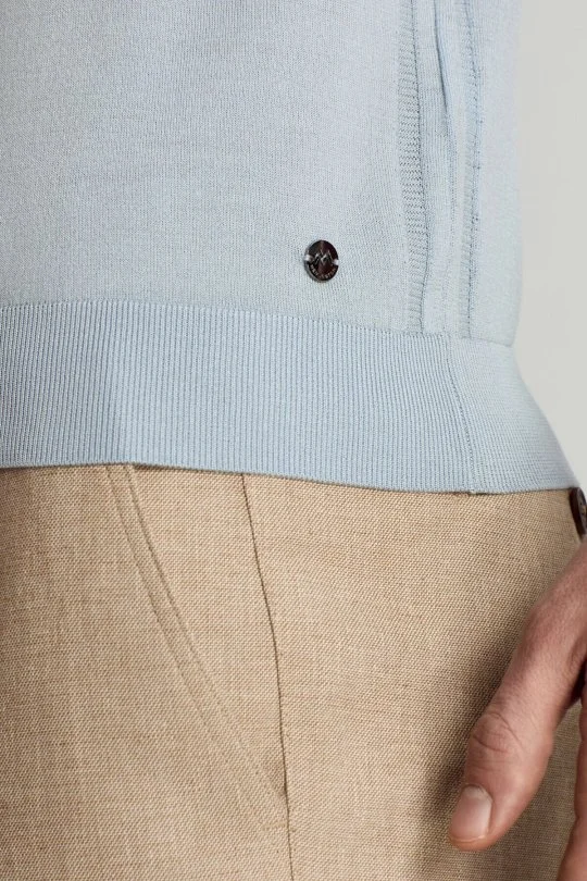 Hemington - İpek Pamuk Karışım Fermuar Detaylı Açık Mavi Triko Polo (4)