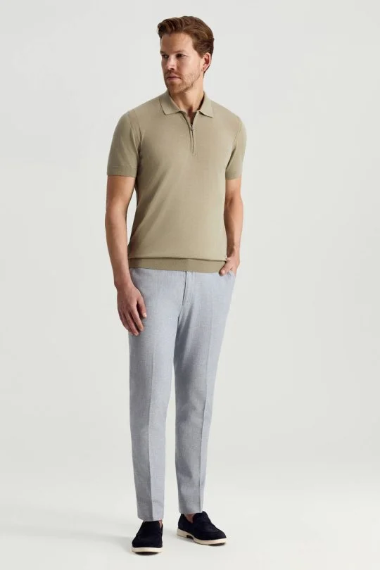 Hemington - İpek Pamuk Karışım Fermuar Detaylı Açık Yeşil Triko Polo (2)