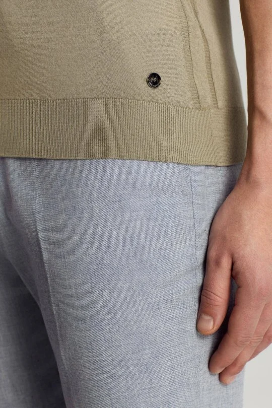 Hemington - İpek Pamuk Karışım Fermuar Detaylı Yeşil Triko Polo (4)