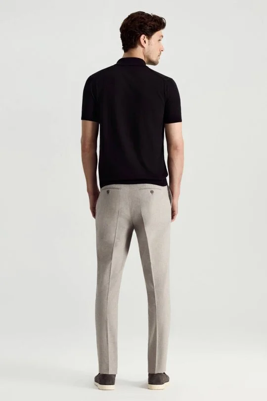 İpek Pamuk Karışım Fermuar Detaylı Siyah Triko Polo