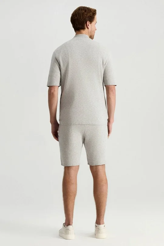 İtalyan İplik Açık Gri Triko Lounge Hırka