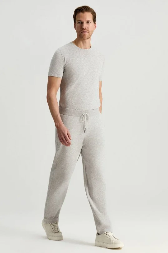 İtalyan İplik Açık Gri Triko Lounge Pantolon