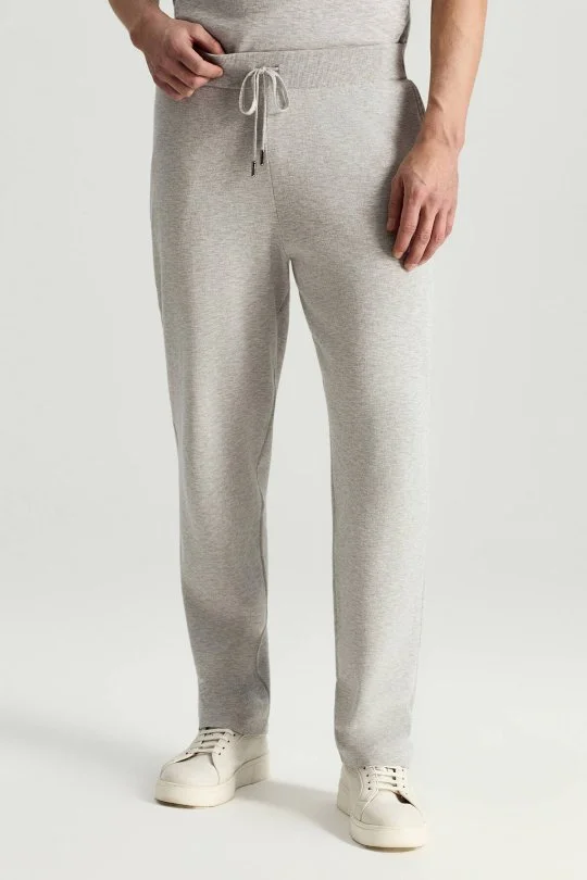 İtalyan İplik Açık Gri Triko Lounge Pantolon
