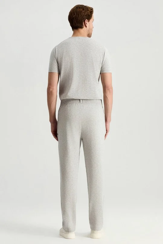 İtalyan İplik Açık Gri Triko Lounge Pantolon