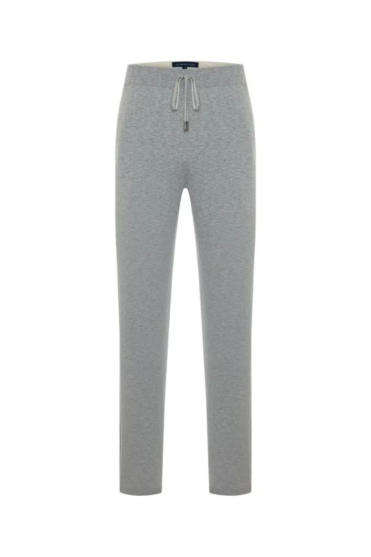 İtalyan İplik Açık Gri Triko Lounge Pantolon