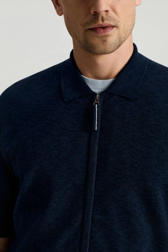 İtalyan İplik Lacivert Triko Lounge Hırka