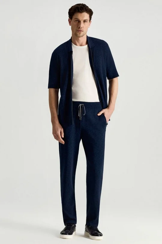 İtalyan İplik Lacivert Triko Lounge Pantolon