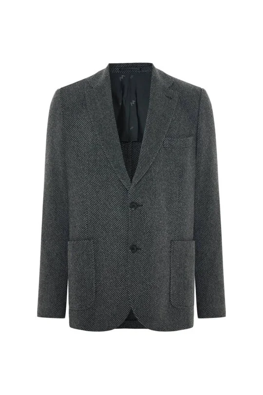 Hemington - İtalyan Kaşmir Yün Karışım Siyah Blazer Ceket (6)