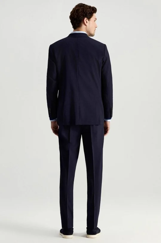 Hemington - İtalyan Keten-Yün Lacivert Yazlık Blazer Ceket (6)