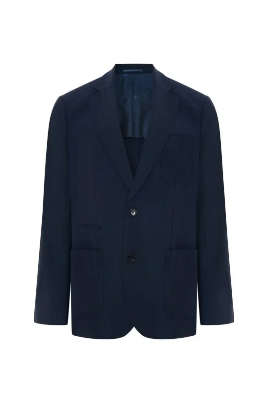 Hemington - İtalyan Keten-Yün Lacivert Yazlık Blazer Ceket (7)