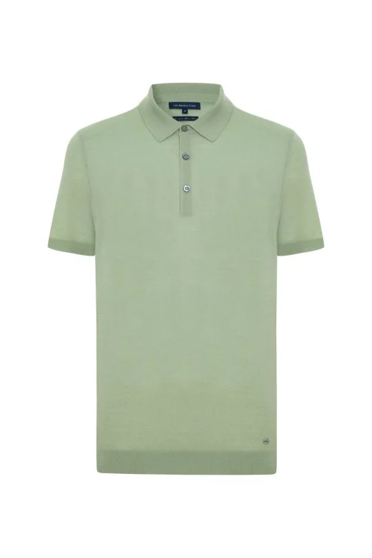 Hemington - İtalyan Merino Yün Basic Açık Yeşil Triko Polo (6)