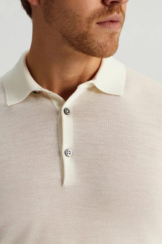 Hemington - İtalyan Merino Yün Basic Beyaz Triko Polo (3)